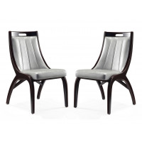 Manhattan Comfort DC024-SV Danube Leatherette Dining Chair   - Set of 2 in Silver